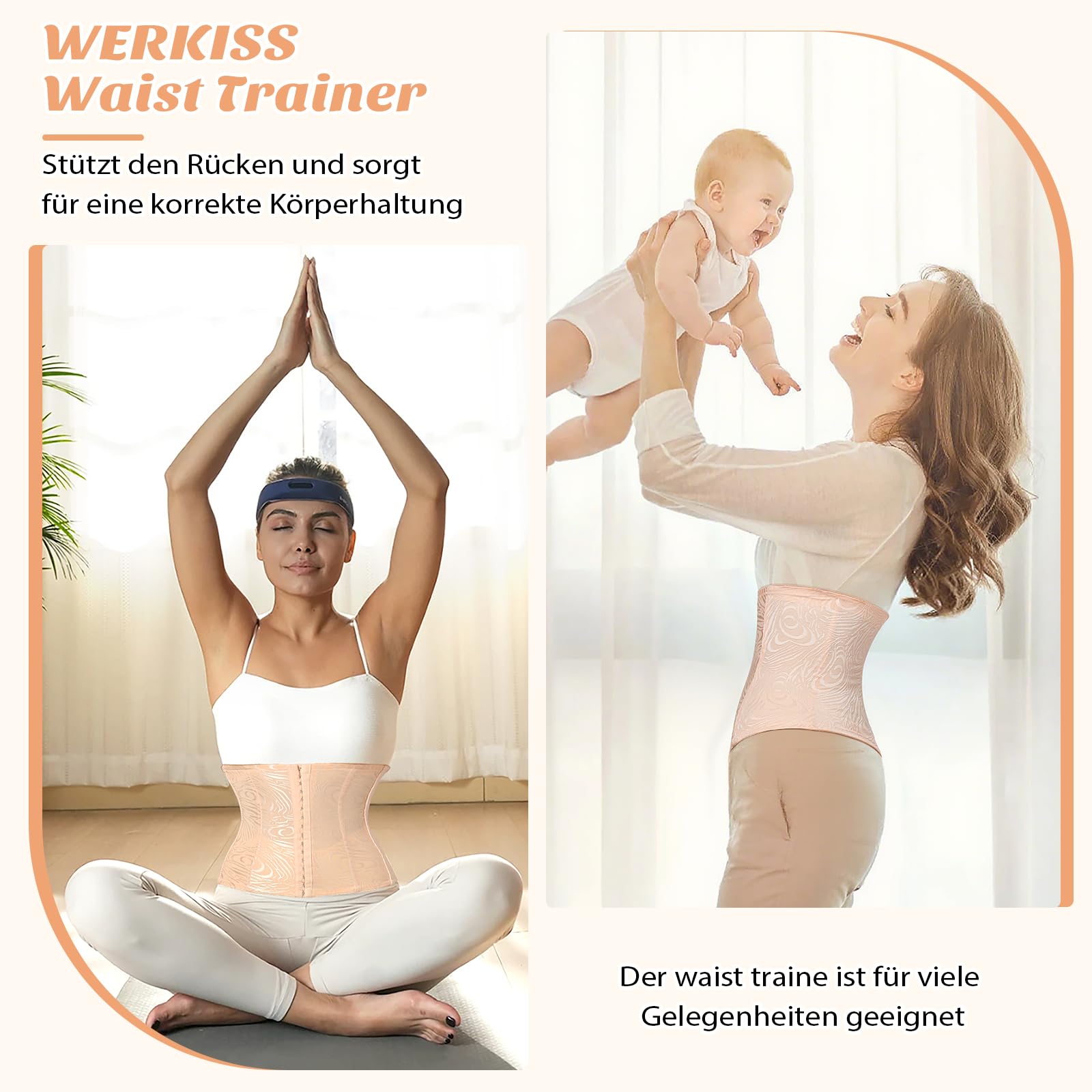 Corset gainant pour femme avec 3 rangées de crochets et 7 os en acier
