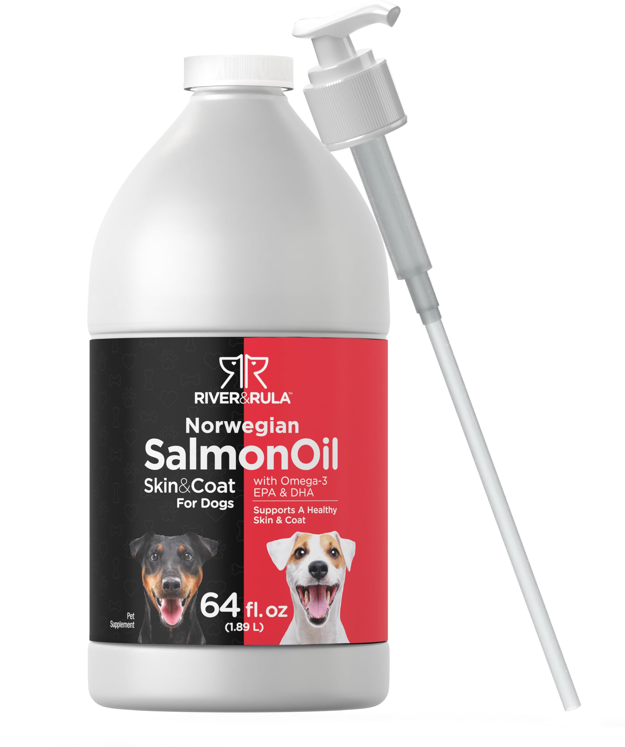 Horbaach Norwegian Salmon Oil for Dogs (64oz) | Supports Healthy Skin and Coat | with Omega 3, EPA & DHA | Liquid Pet Supplement | Non-GMO, Gluten