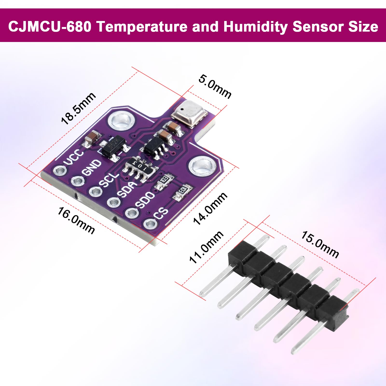 CJMCU-680 Entwicklung Board,APKLVSR CJMCU-680 Sensor für Temperatur, Luftfeuchtigkeit und Luftdruck,Feuchtesensor 1.7~3.6V mit I2C Schnittstelle,für Erfassung der Luftqualität(3 Stück)