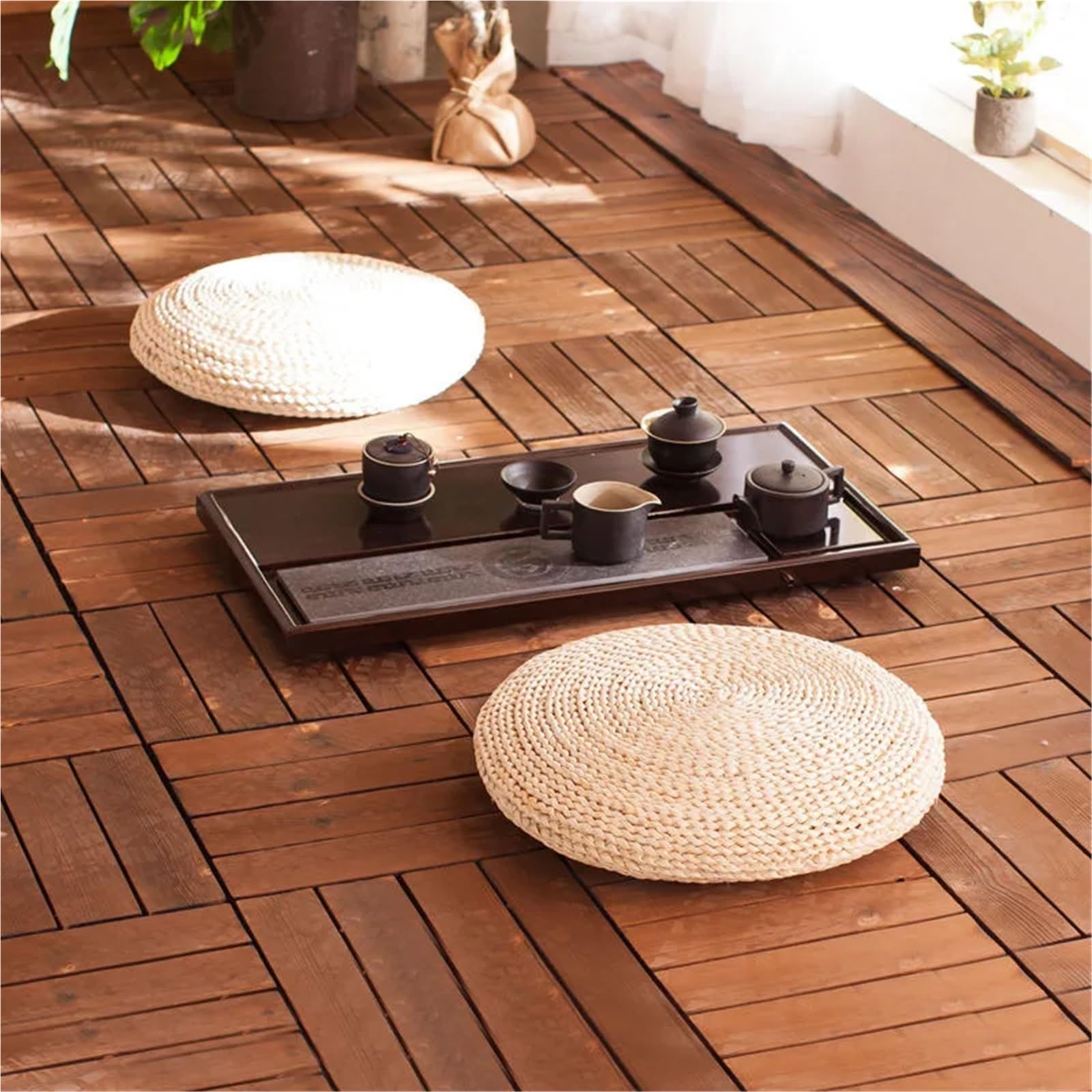 Cojin Meditacion Almohada suave de suelo paja, cojín redondo, estera Tatami tejida a mano, almohadilla meditación for ceremonia del té y Yoga