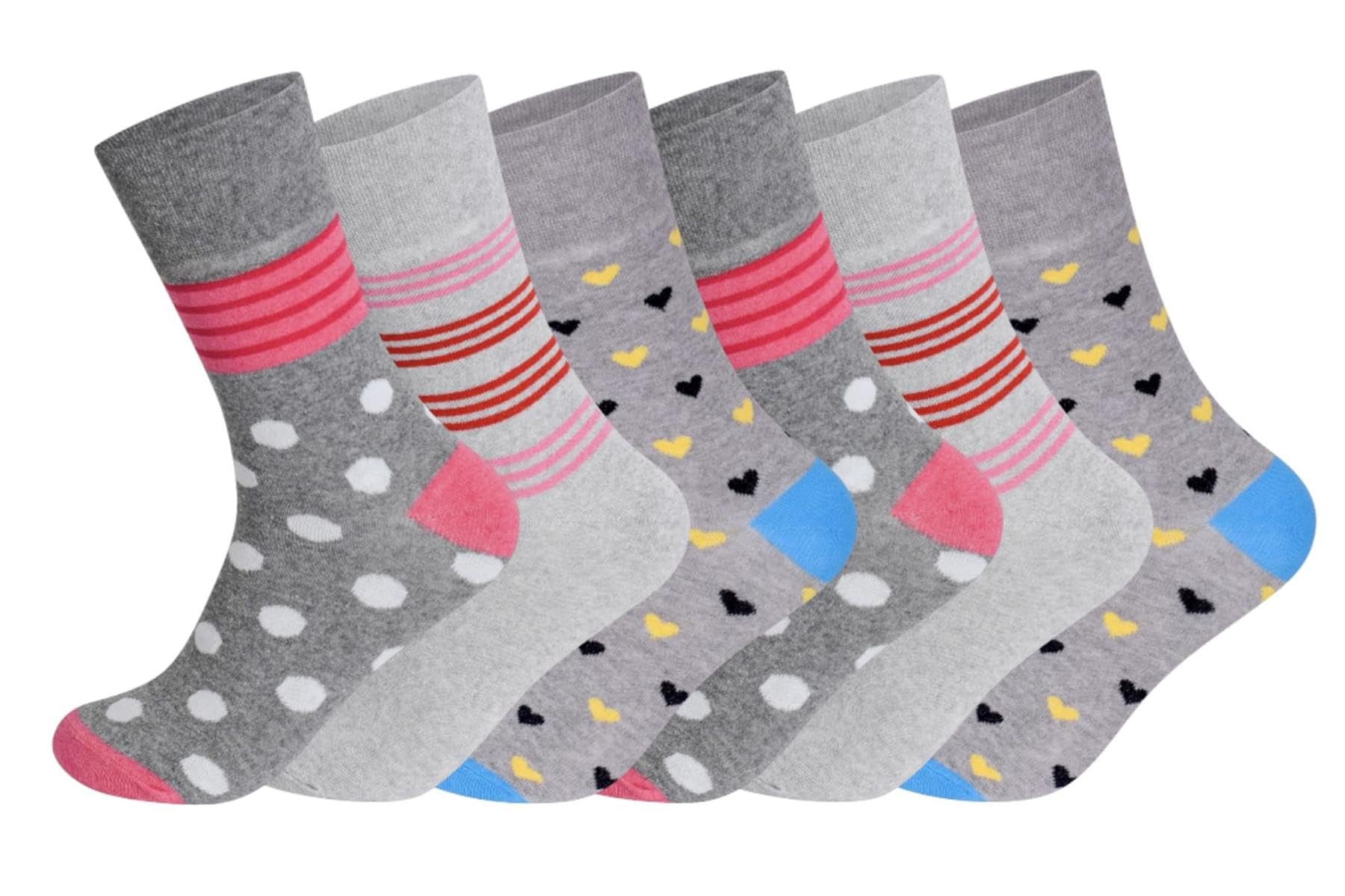 Comfyfit 12 Pairs Ladies Diabetic Socks – Grey Non-Binding Loose Fit Comfort Socks – Extra Wide Soft Top for Swollen Feet, Neuropathy & Poor Circulation – Cotton Rich – Women’s UK 4-8