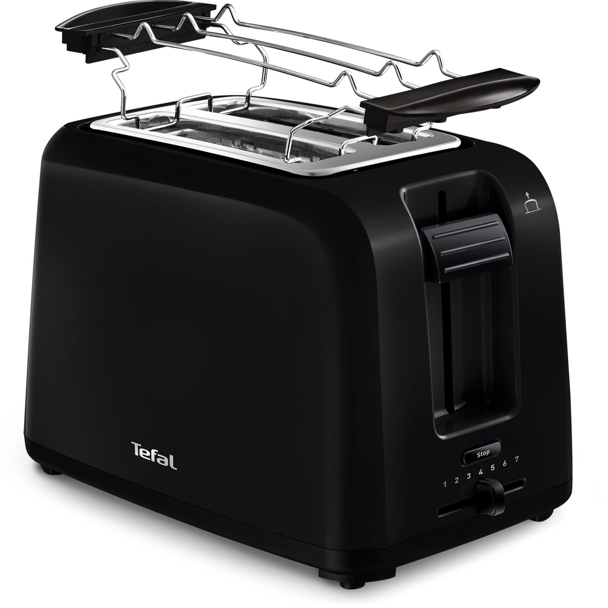Tefal Vita, Tostapane 2 Fette Con Scaldapanini, Extra Lift, 7 Livelli Di Doratura, Nero, TT1A2810