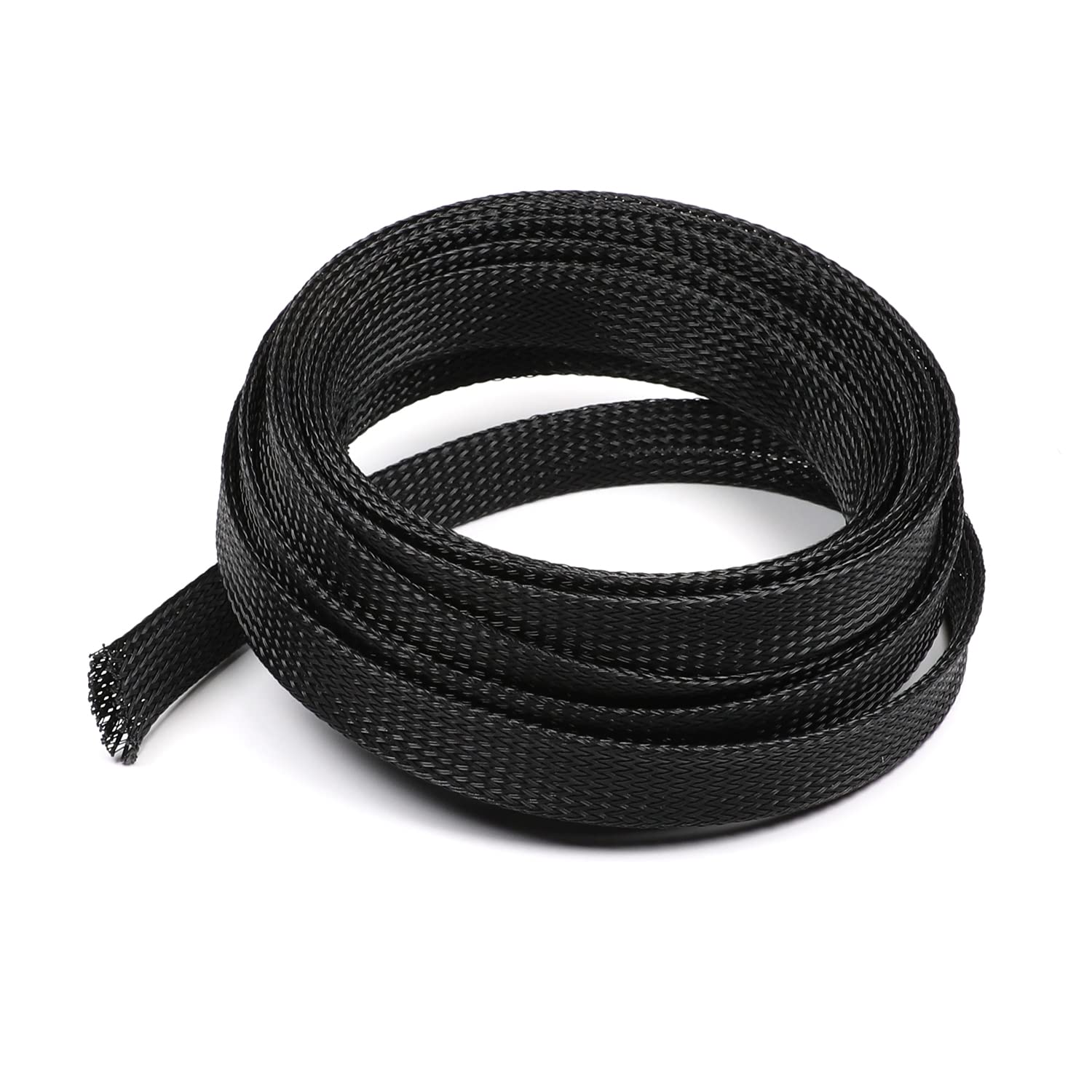 Othmro 1Pc Cable Management Sleeve, Braided Cable Tidy Black, 5m Cable Organizers Cable Protector Wire Tidy for TV/PC USB Cable, 18mm Width