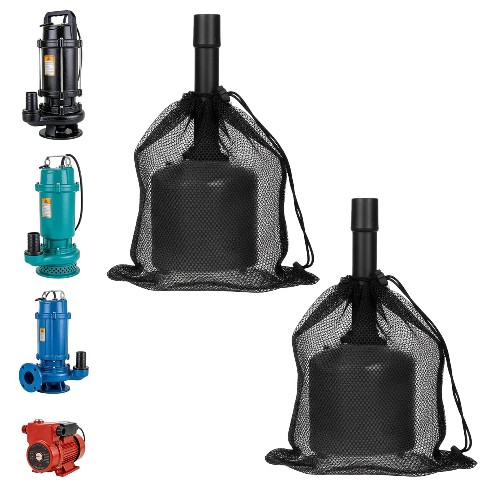 2 Pcs 11.8" x 15.75" Black Media Bags, Large Pump Mesh Bag with Drawstring, Pond Pump Cover Filter Bag for Outdoor Water Ponds Filters, Water Filter Pump, Outdoor Ponds, Garden, Swimming Pool