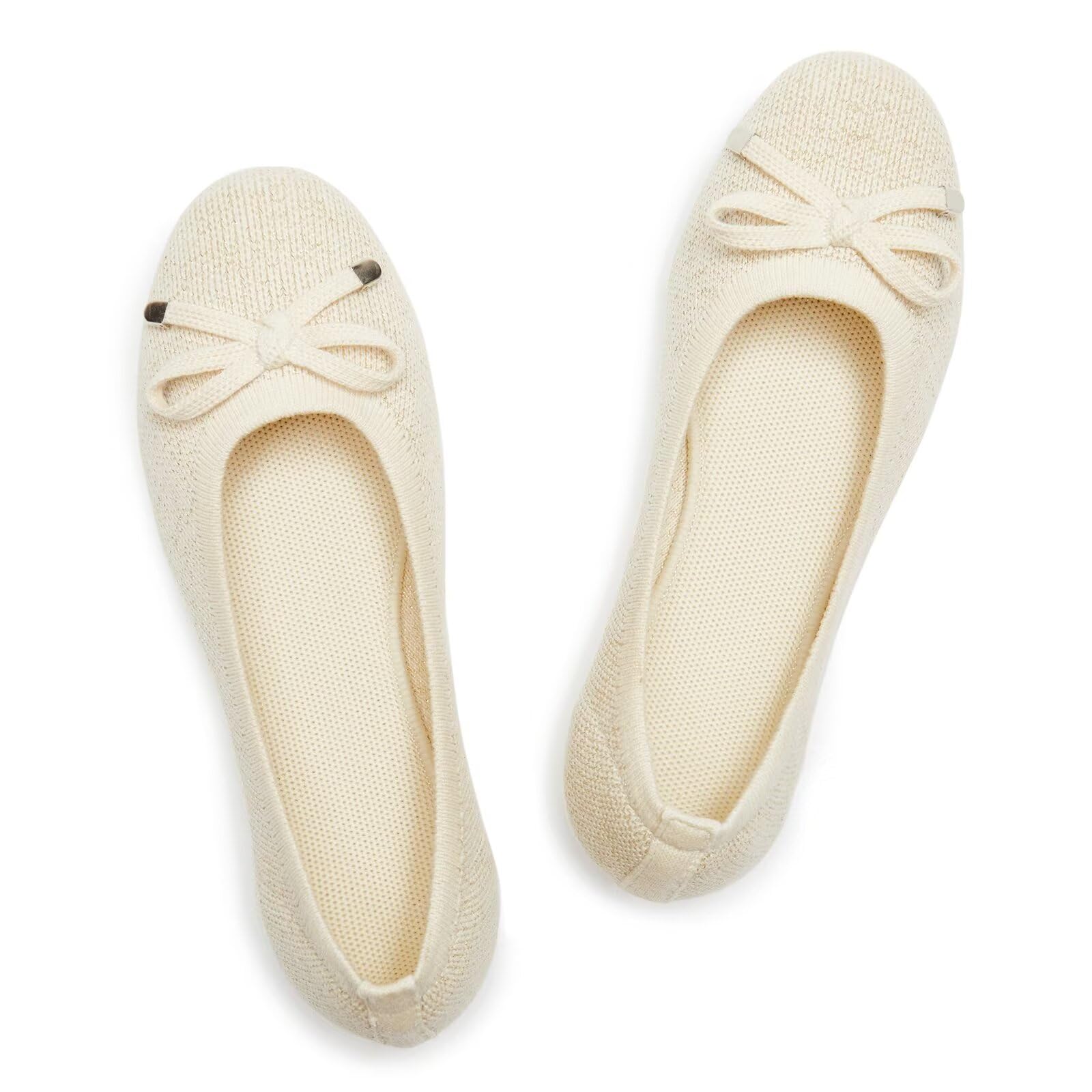 Frank Mully Damen-Ballerinas, zum Hineinschlüpfen, gestrickt mit runder Zehenpartie