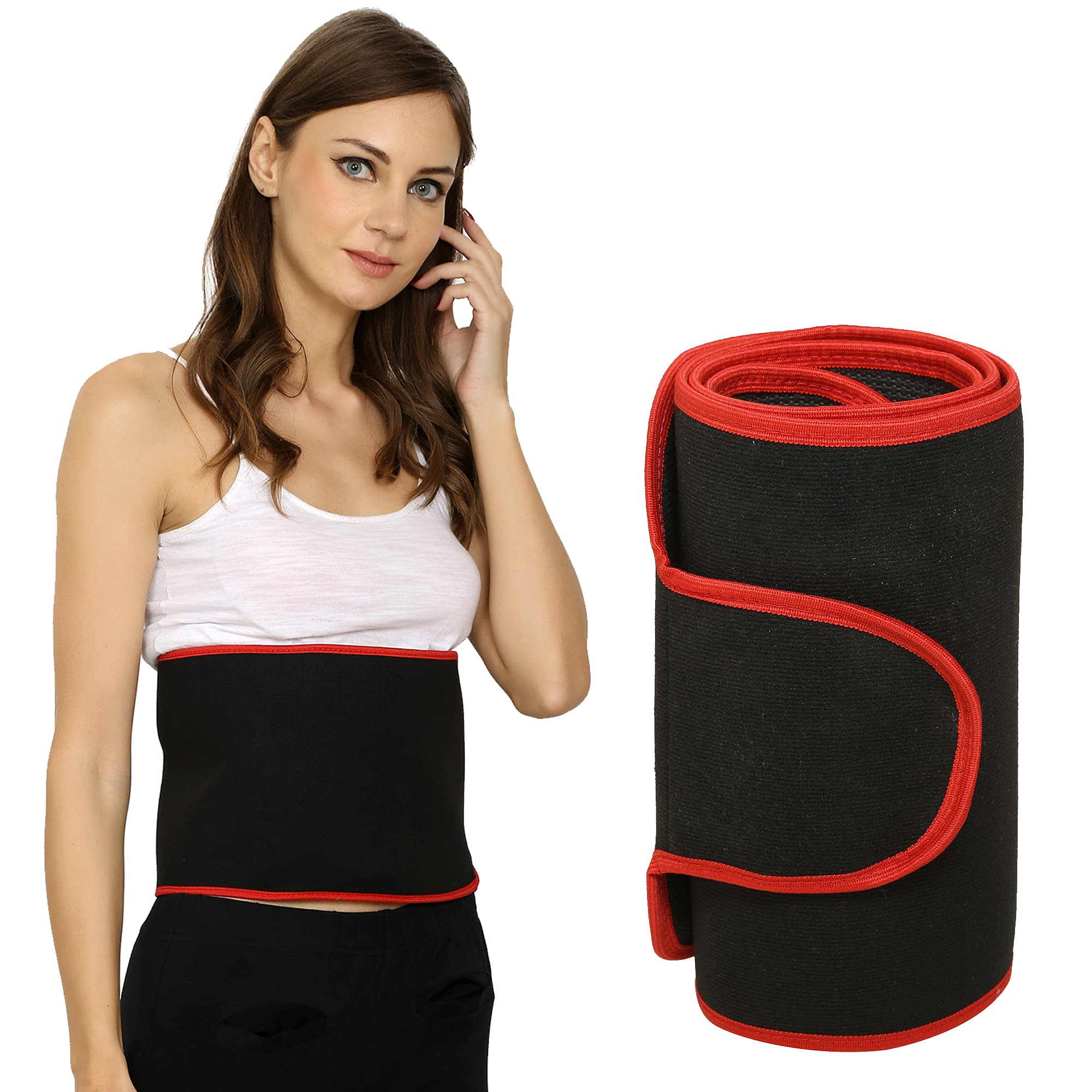 obliss Sweat Belt for Fat Loss, Sauna Slim Belt for Weight Loss Waist Trainer - Tummy Trimming Exercise for Both Men and Women (Free Size) Black and Red Color (B09BM7T2KT) Amazon Price History, Amazon Price Tracker