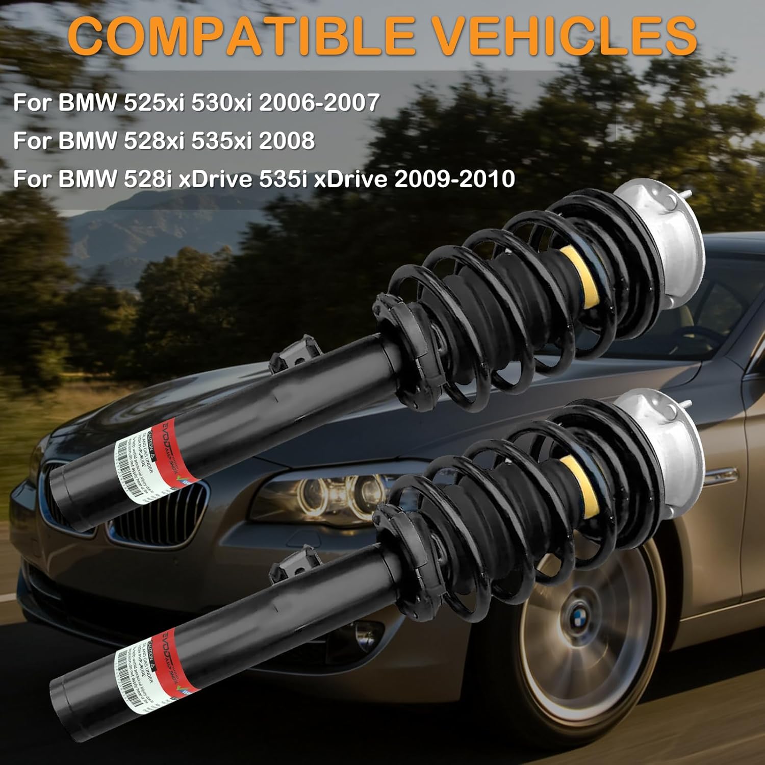 Front Struts Shock Absorber w/o Electric for BMW E60 525xi 530xi 2006-2007, for BMW 528xi 535xi 2008, for BMW 528i 535i xDrive 2009-2010 AWD 4WD 31316786517 31316786518 31316786519