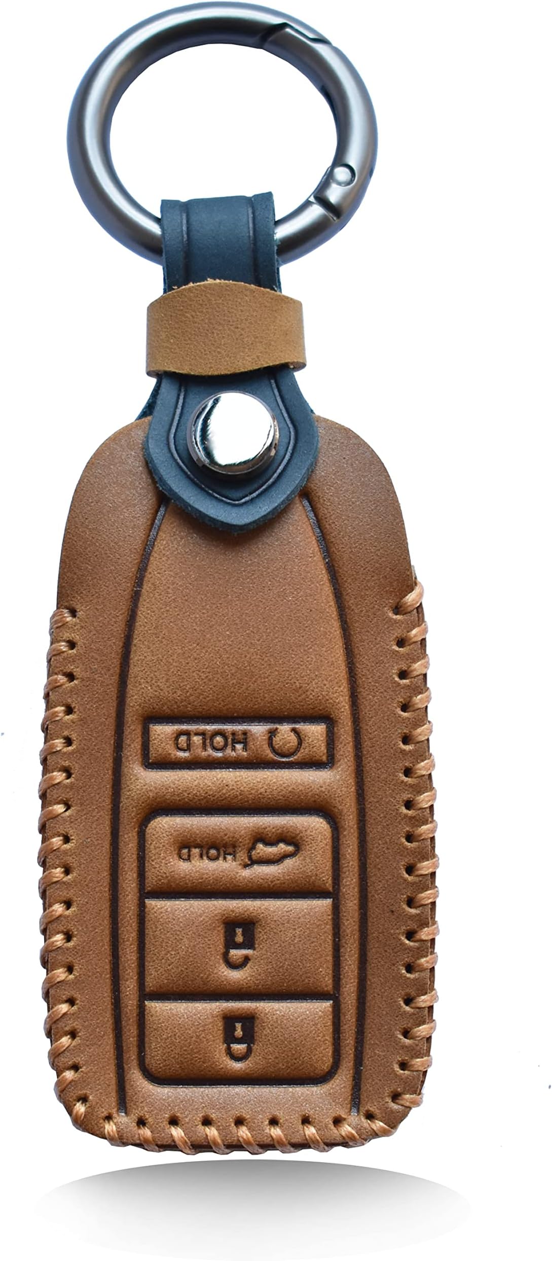 ontto Car Key Fob Cover Case Leather Protector for Acura CDX NSX RDX RLX TLX TLX-L Smart Remote,Key Holder Shell with Keychian 4-Button Brown