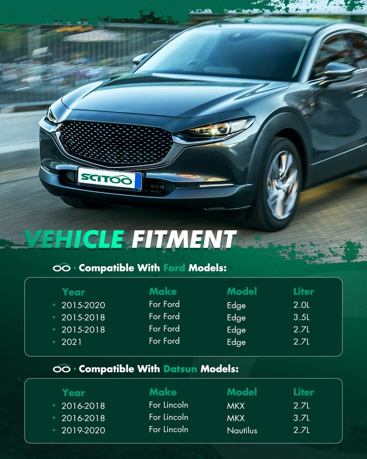 SCITOO Dual Radiator Condenser Cooling Fan for Ford Edge 2015-2020 2.0L 2015-2018 2021 2.7L 2015-2018 3.5L 2016-2018 for Lincoln MKX 2.7L fit 623670