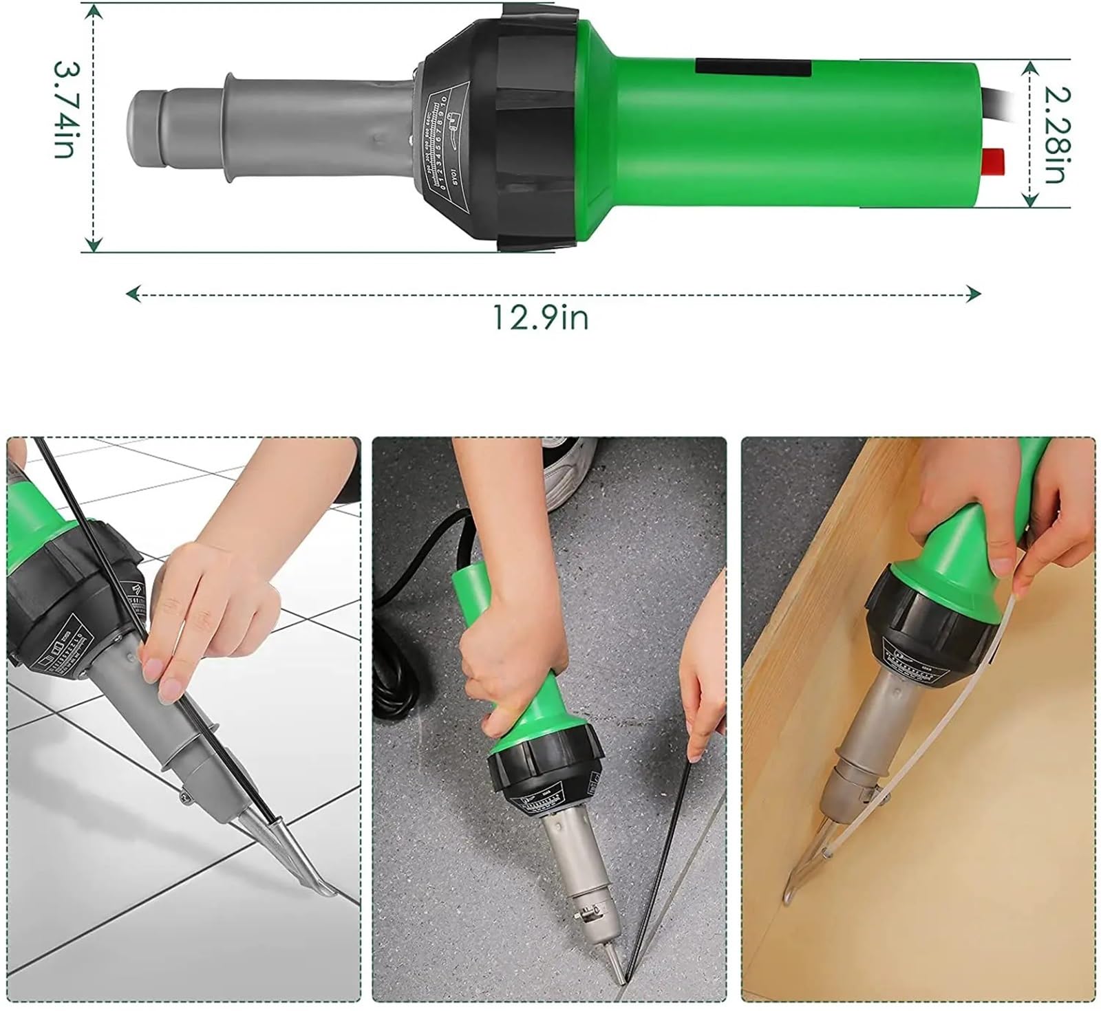 Maszyna do naprawy spawarki 1600W Zintegrowane spawarki plastikowe 21 szt. Zestaw palników do spawania gorącym powietrzem z dyszami prędkości Rolka PE Plastik PVC 20℃ - 600℃(With box)