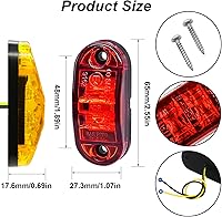 Vista 2 de Tnisesm 10 luces de marcador de remolque impermeables ámbar+rojo de 2.5 pulgadas, 2 diodos, luz de marcador lateral de remolque LED de 2 diodos