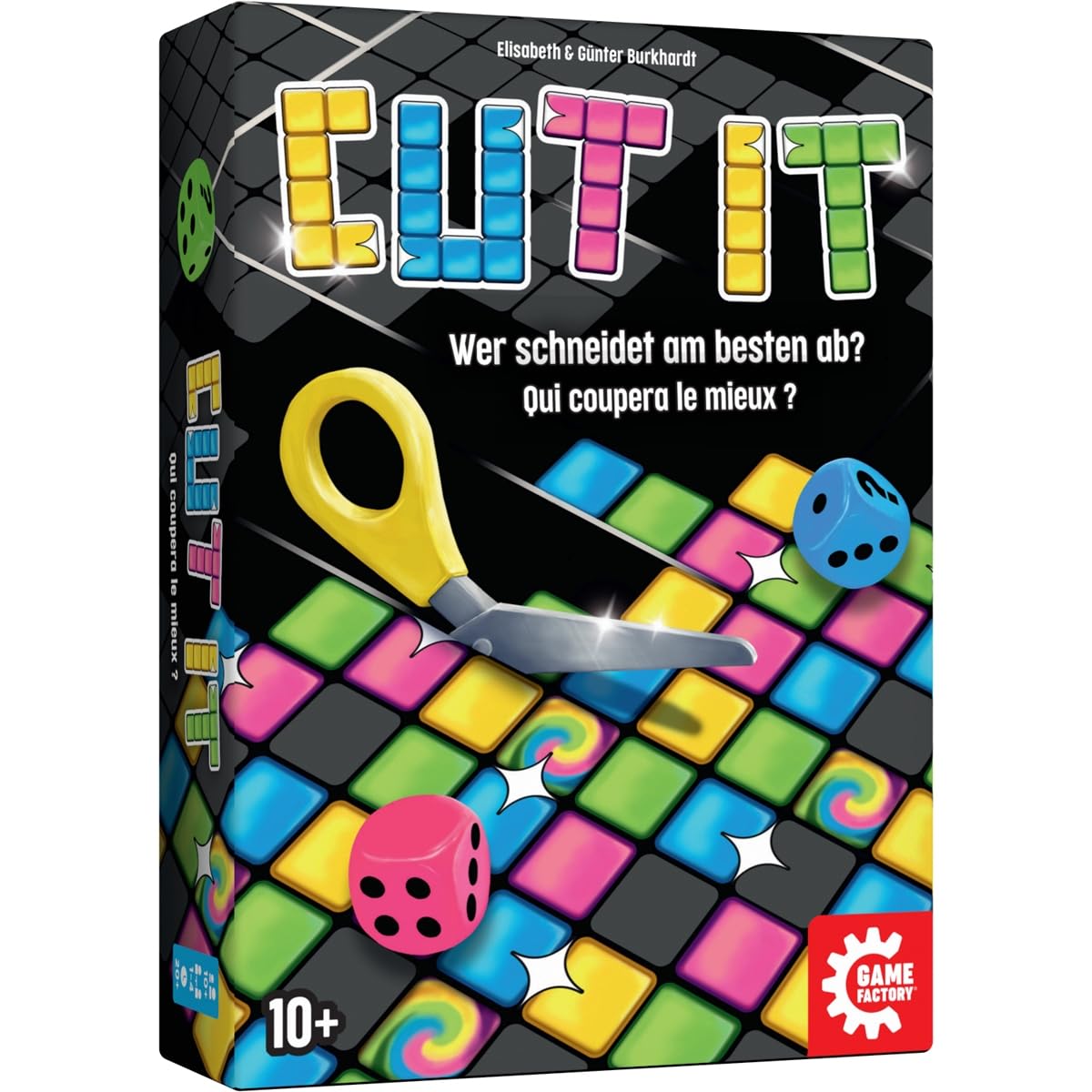 Game Factory 646063 Cut it, innowacyjna gra w kostkę, krojenie, puzzle, inteligentna gra rodzinna dla 1 do 4 osób, od 10 lat