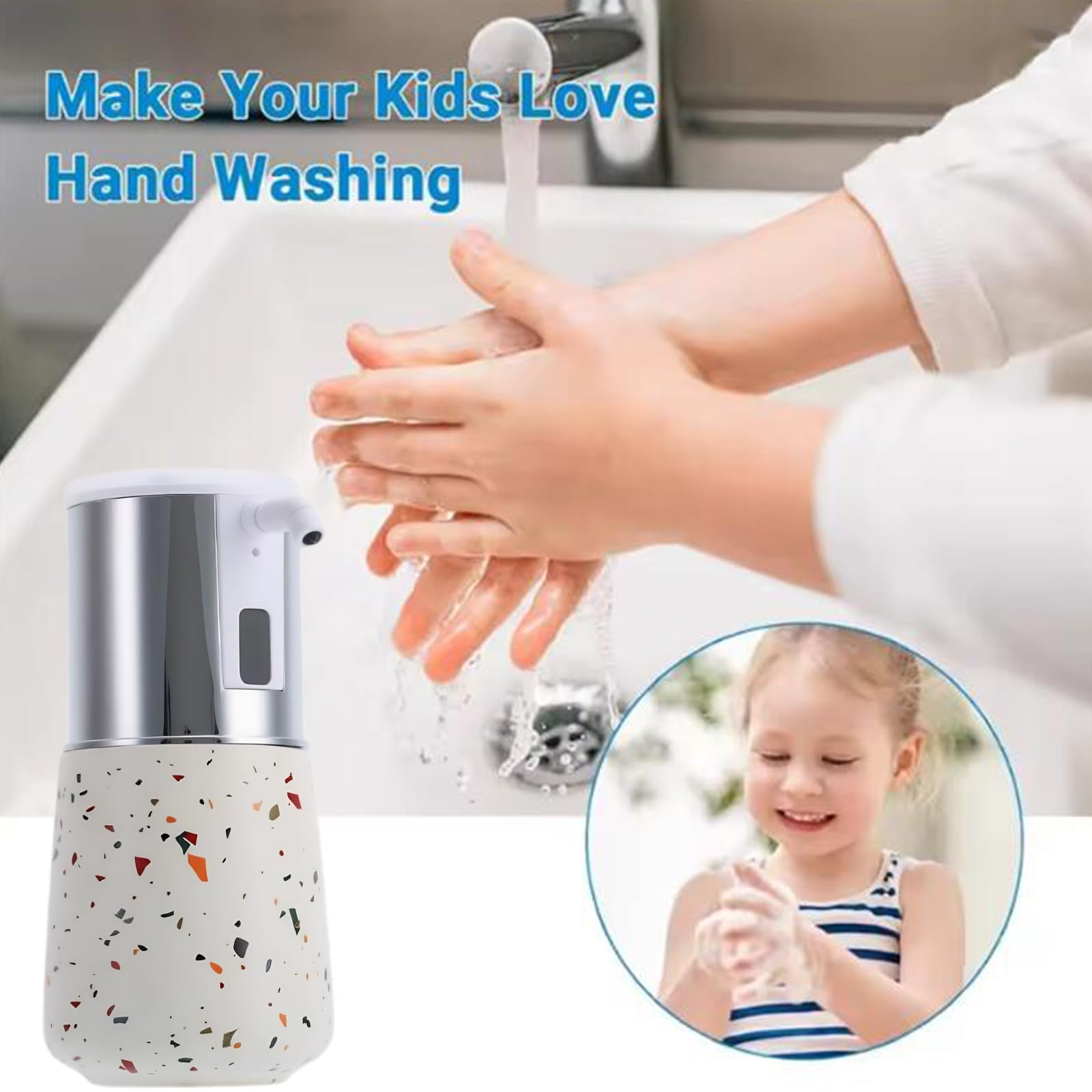 Dispenser automatico di sapone liquido 340ml ceramica senza contatto ricaricabile IPX65 dispenser di sapone impermeabile per bagno e cucina