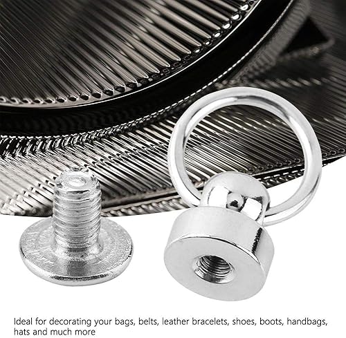 Miniatura 2 de ViaGasaFamido 10 remaches de cabeza redonda con tornillo, remaches de latón con rosca trasera, cabeza de anillo redonda con anillo de tracción para