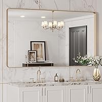 Vista 110 de LOAAO - Espejo de baño con marco de metal negro de 24x36 pulgadas, espejo rectangular redondeado para pared, espejo mate de tocador de baño