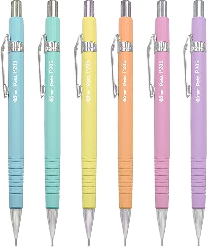 Pentel P205-97 - Lápiz mecánico automático, gama floral pastel, surtido de 6 unidades