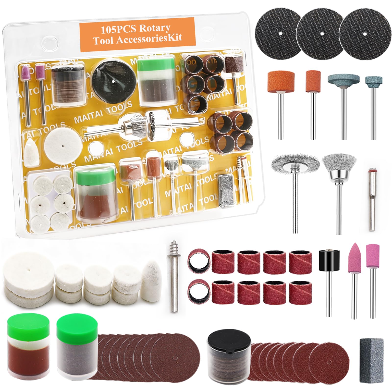 Sanding Drum Set for Rotary Tools - 138 Bands & Mandrels -13