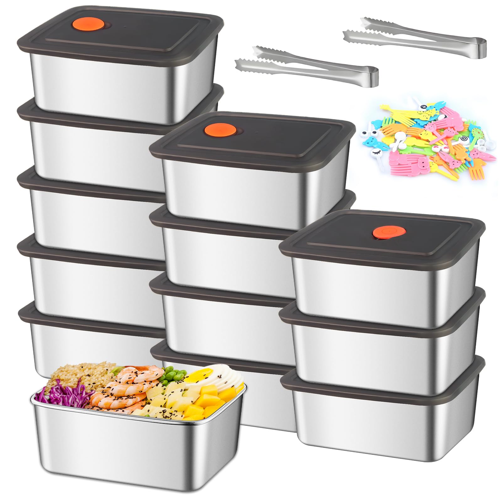 Photo 1 of 12 Pack 316 Stainless Steel Food Storage Containers with Airtight Lids 12oz BPA Free Leak Proof Metal Fresh-Keeping Containers Metal Food Container for Meal Prep Lunch Picnic Dishwasher Freezer Safe