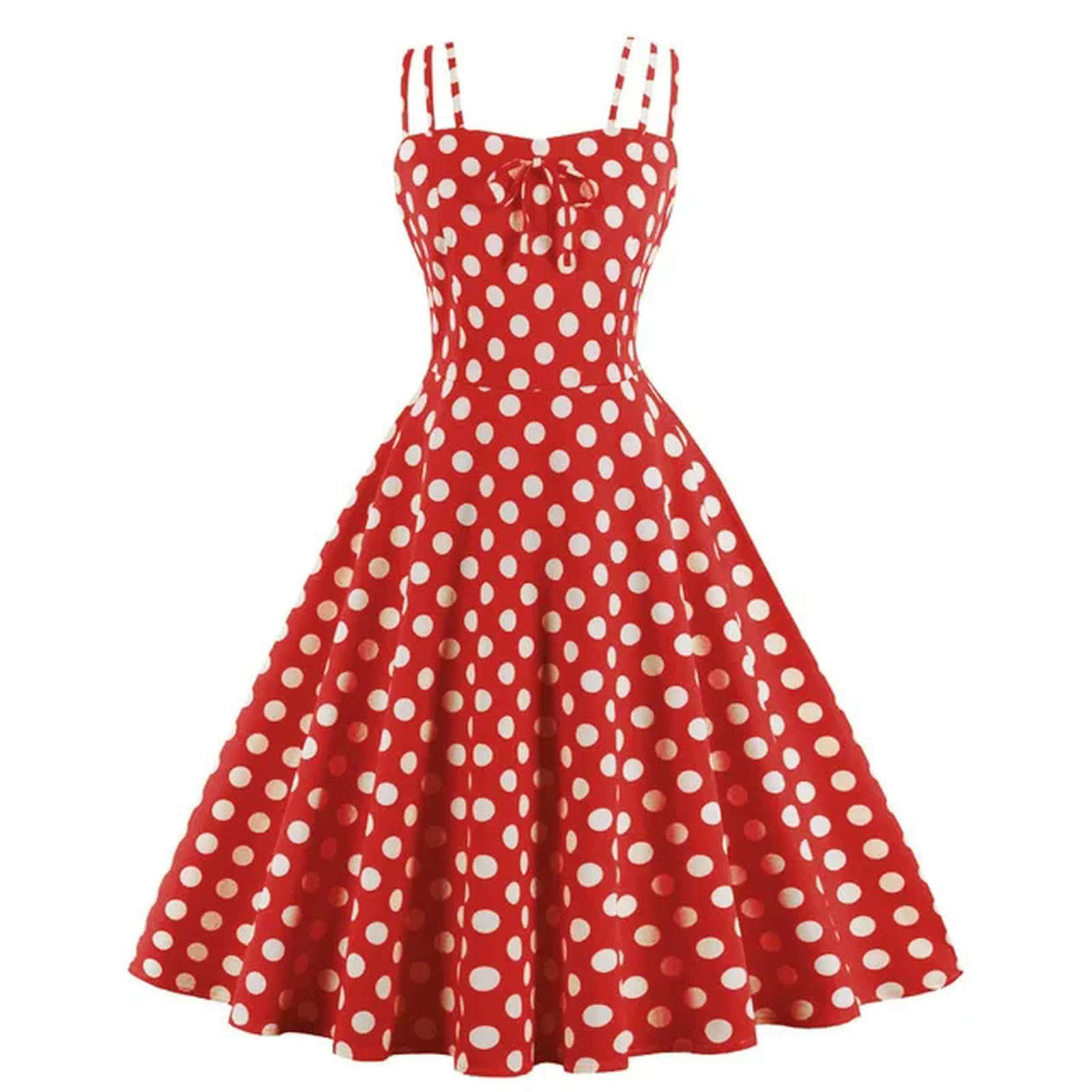 Robe Jaune à Pois des années 1950, Grande Taille 4XL, pour Femmes, été élégante, Tunique Pin up des années 60, Robes d'été en Coton Rockabilly-Polka Rouge-M