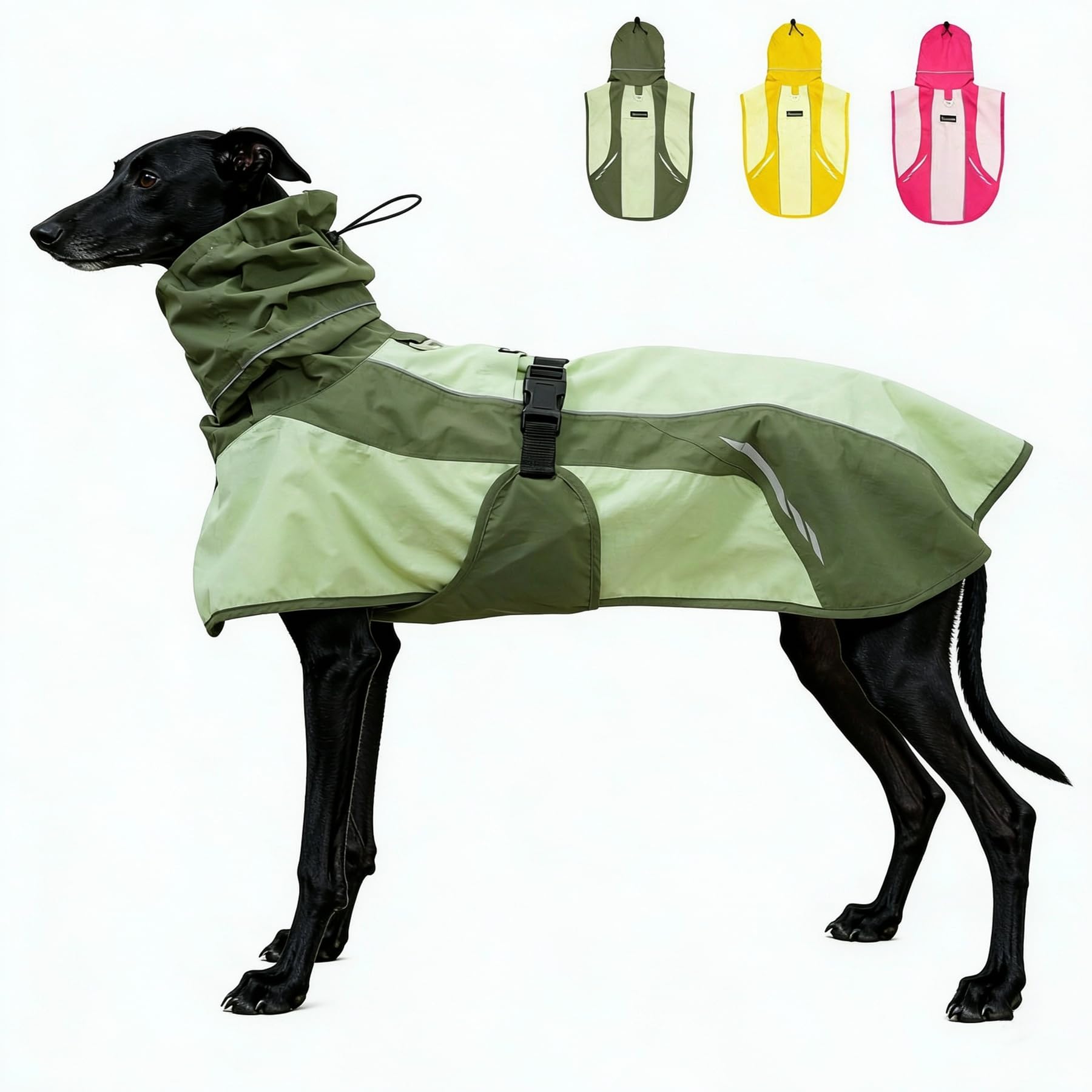 MAMORE Waterproof Dog Raincoat with Chest Cover, Adjustable Reflective Lightweight Dog Rain Jacket for Small Medium Large Dogs Leash Hole