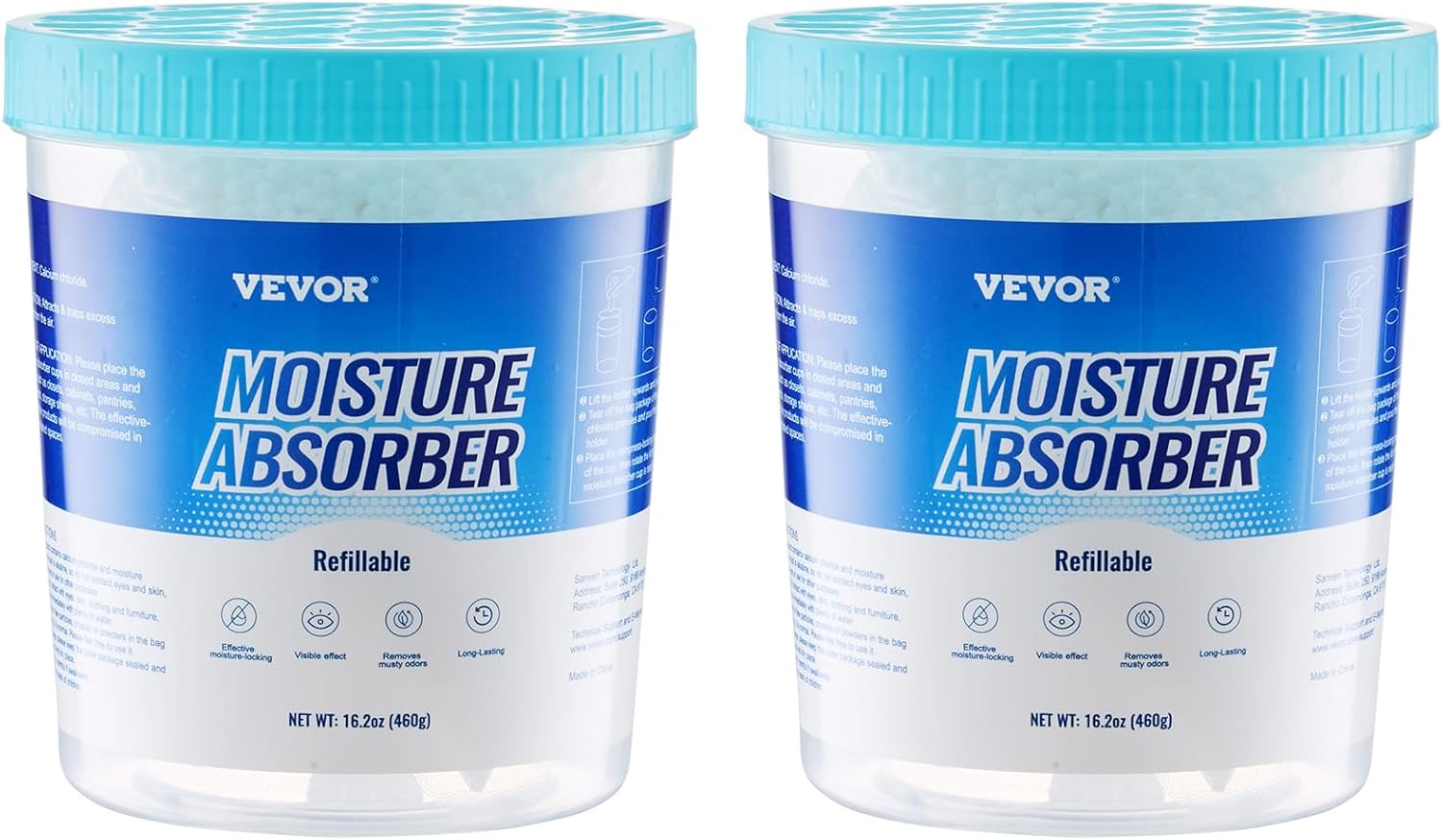 VEVOR Moisture Absorber Bucket, 2 Packs 16.2 oz Hi-Capacity Moisture Absorber Bucket with 800ml Storage Area & Reusable Outer Bucket for Long-Term Use, Fragrance Free Moisture Absorber for Fresher Air VEVOR Moisture Absorber Bucket, 2 Packs 16.2 oz Hi-Capacity Moisture Absorber Bucket with 800ml Storage Area & Reusable Outer Bucket for Long-Term Use, Fragrance Free Moisture Absorber for Fresher Air