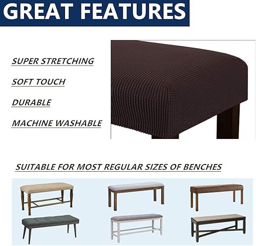 Miniatura 4 de Fundas rectangulares elásticas para banco y sillas de comedor, tela jacquard suave, extraíble y lavable, protector de asiento antipolvo para sala de