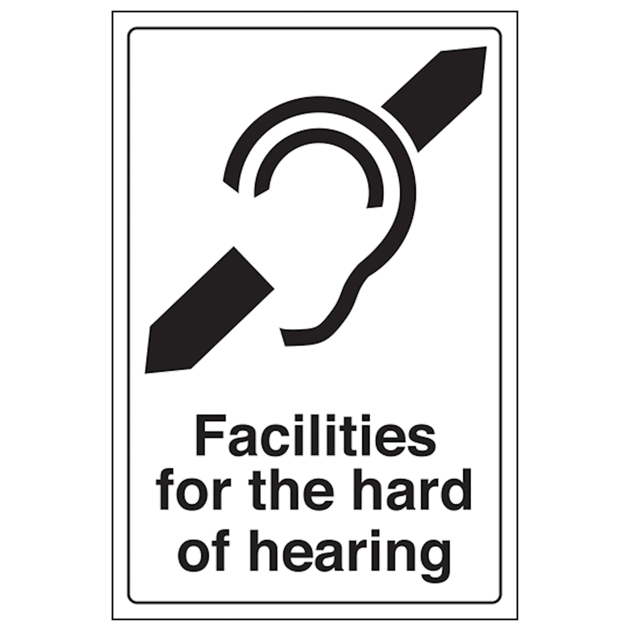 V Safety Facilities For The Hard Hearing 200 x 300mm - 2mm Rigid Plastic Safety Sign