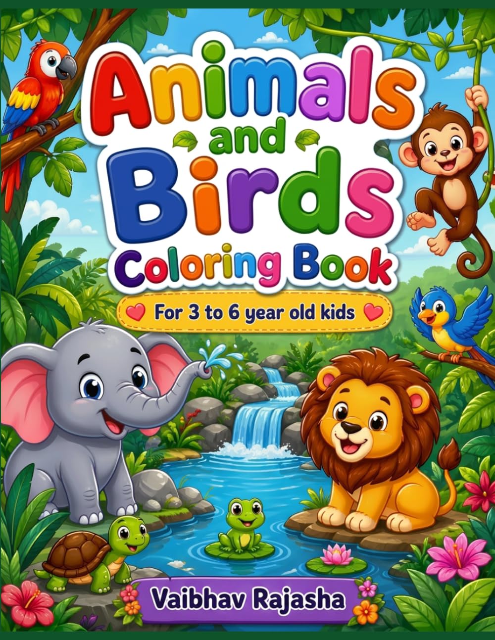 Animals and Birds Coloring Book: For 3 to 6 year old kids