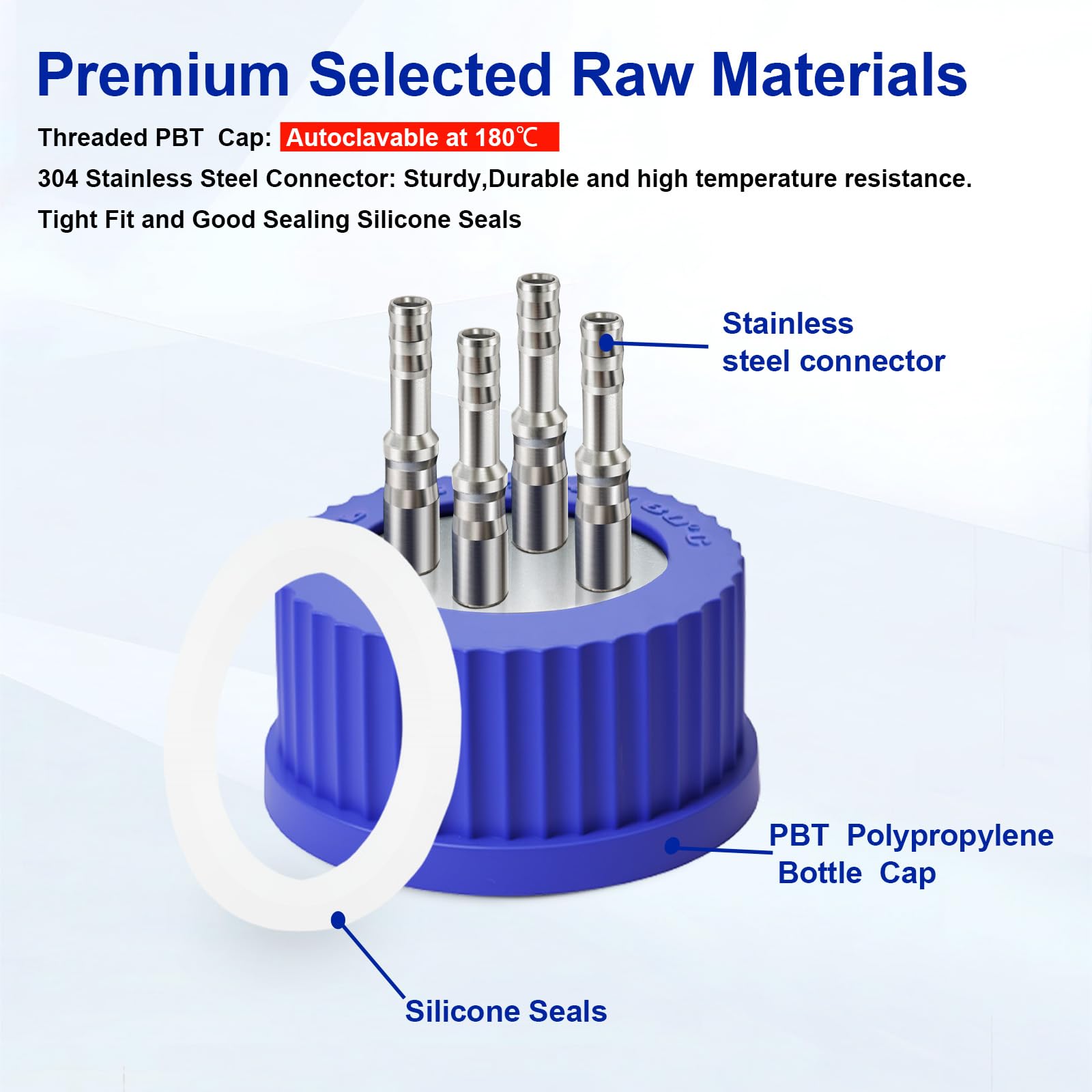 4-Port GL45 304 Stainless Steel Mobile Phase Filling Cap, Small — Amazon image 2