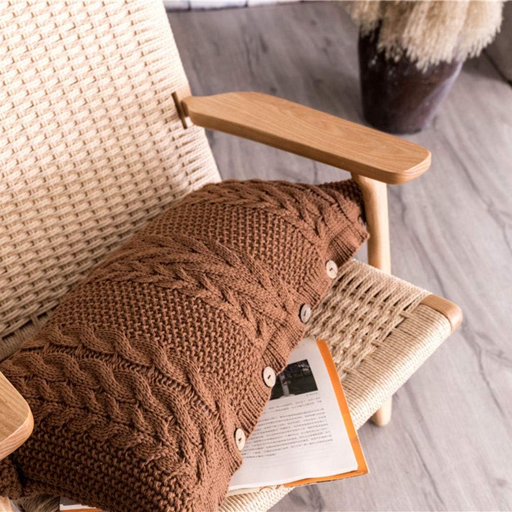 vctops Decorative Knitted Pillow Case Cushion Cover with Pillow Insert Rectangle Warm Buttons Throw Pillows for Couch, Bed, Home Accent Decor, Coffee