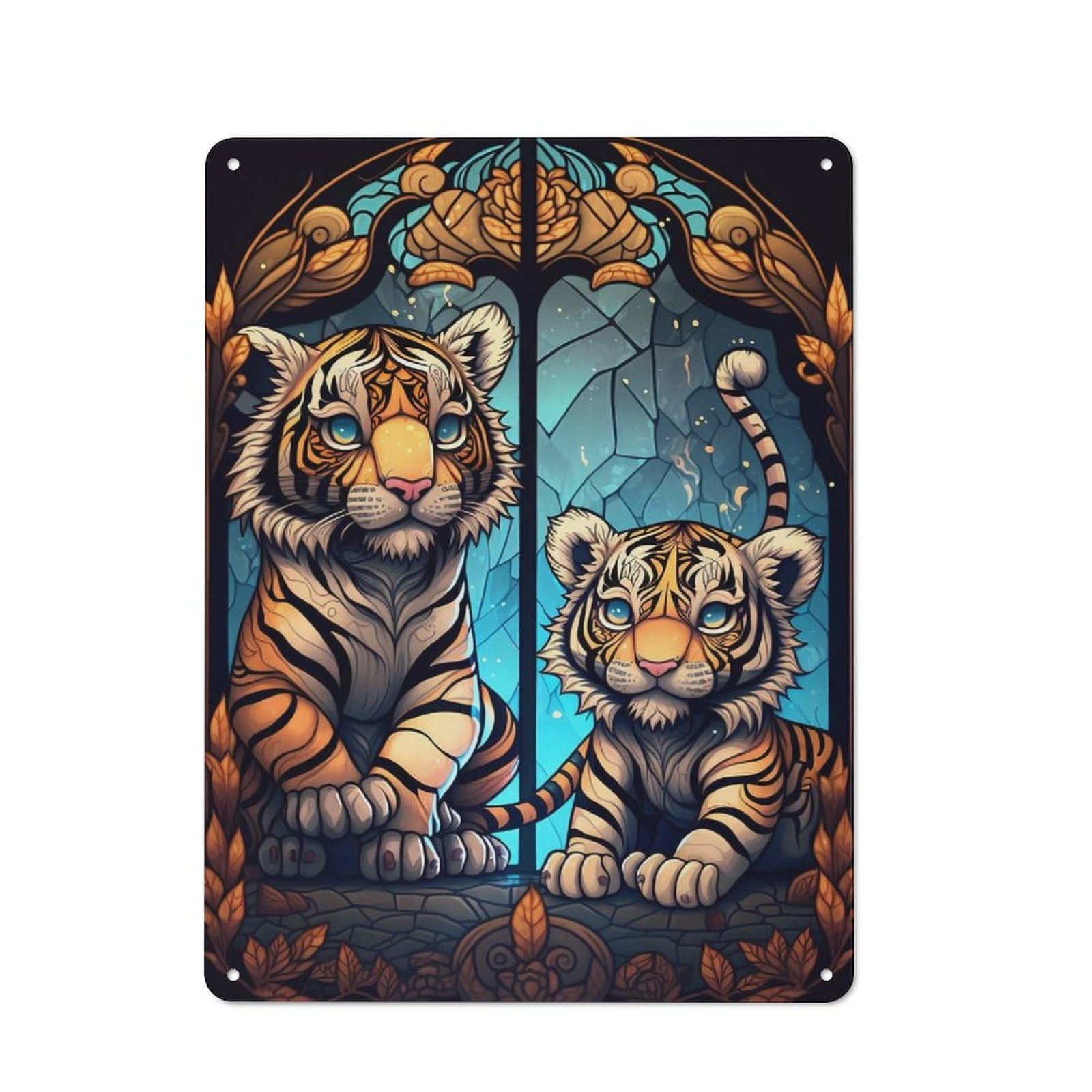 Junmoney Tiger Otherworldly Tin Wall Plaque 40X30cm With For Man Cave Or Games Room, For Garage, Workshop And Man Cave Decoration