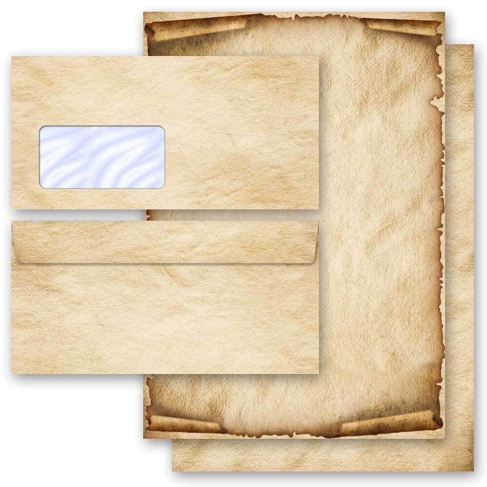 Briefpapier Sets Motivpapier Antik & History, OLD STYLE 100 Blatt Briefpapier + 100 passende Briefumschläge DIN LANG mit Fenster | Paper-Media