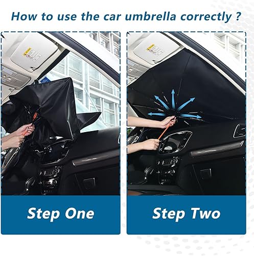 Miniatura 5 de Boccsty Paraguas plegable para parabrisas de automóvil, diseño de bulldogs franceses, lindo cachorro, plegable, para ventana delantera, paraguas UV