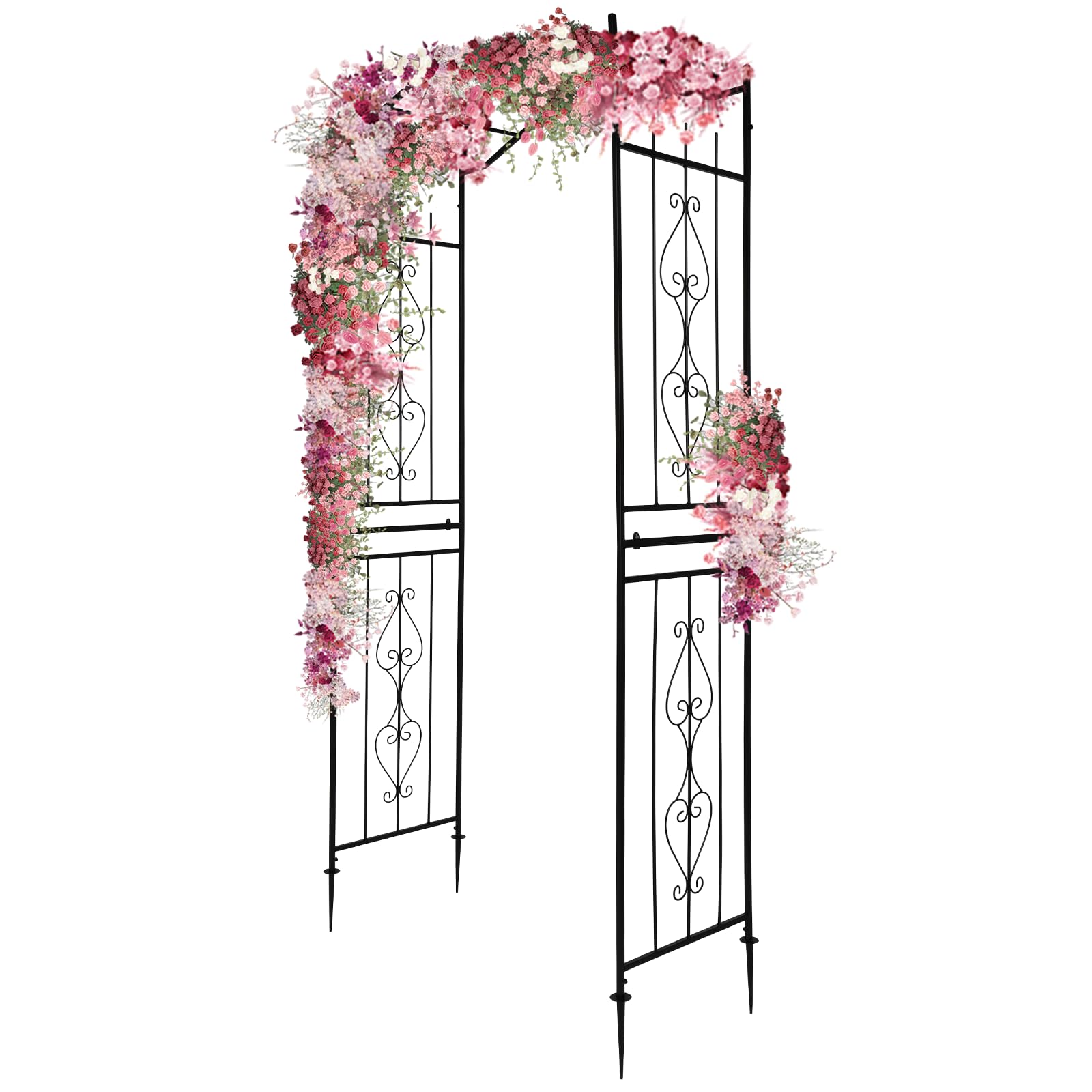 LEADZM Arche de Jardin en Métal – Design Haut de Pont avec Motif Décoratif – 110x45x230 cm – Idéal pour Mariages, Clôtures et Décoration Extérieure – Noir