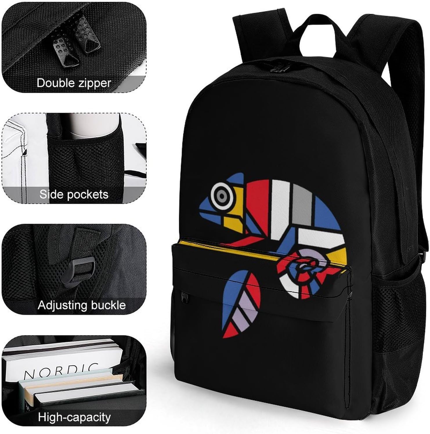 Geometric Mondrian Chameleon Backpack Lightweight Backpacks Work Bag