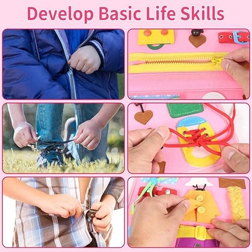 Miniatura 5 de CurryFerry Tablero ocupado Montessori Juguetes para niños pequeños de 3 a 5 años, libro de actividades sensoriales para niños pequeños, juguetes de