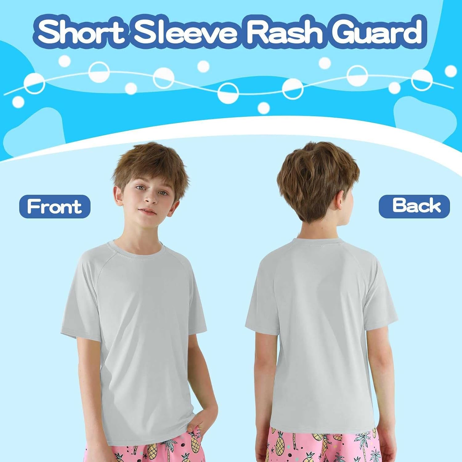Boys Girls UPF 50+ Quick Dry T-Shirt Short Sleeve Athletic Sports Tops Basic Solid Crewneck Tees Running Active T-Shirt