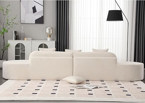 Miniatura 8 de Sofá curvo de 130.5 pulgadas para sala de estar, moderno sofá modular minimalista en nube, sofá de gran tamaño comprimido sin hueso de 3 plazas con