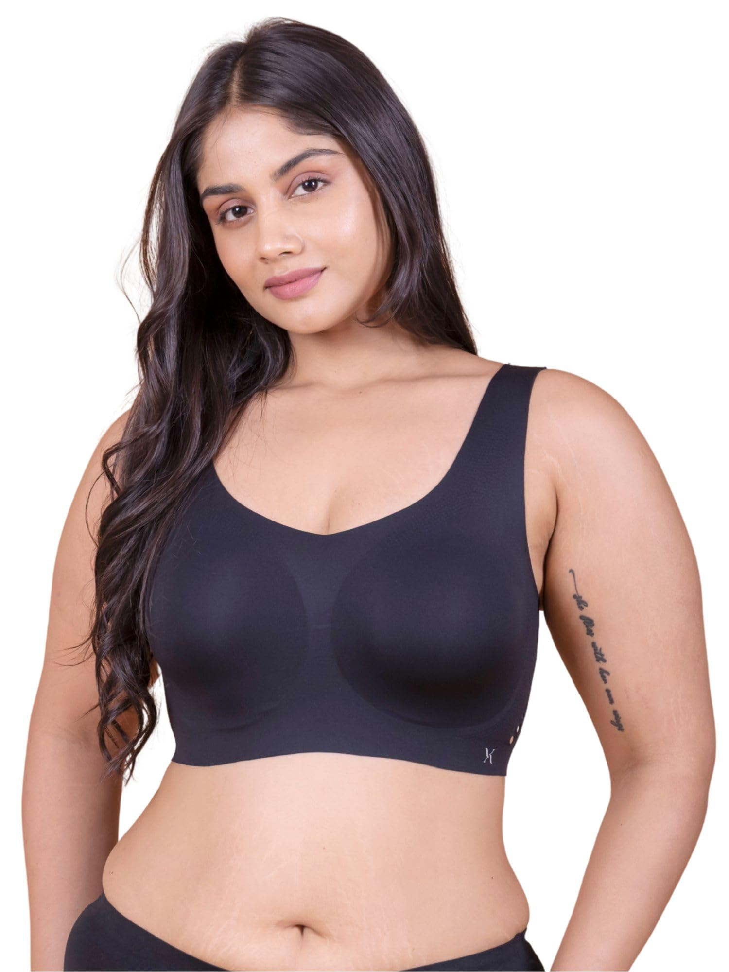 krvvy Plus Size Ultrasoft Bralette for Women | Full Coverage, Wireless & Seamless Bra | Wide Straps | Removable Pads | 4-Way Stretch | Anti-Sag | Breathable | Everyday Slip-On | D-F Cup-picture-14
