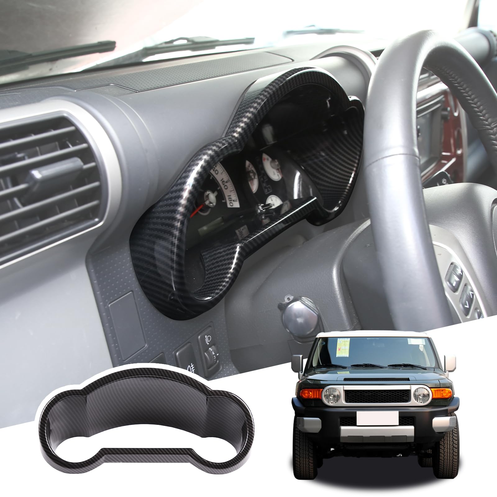 LLKUANG Car ABS Center Console Dial Dash Board Decorative Frame Fit for Toyota FJ Cruiser 2007-2021 Dashboard Panel Trim Cover Accessories (ABS Carbon fiber)