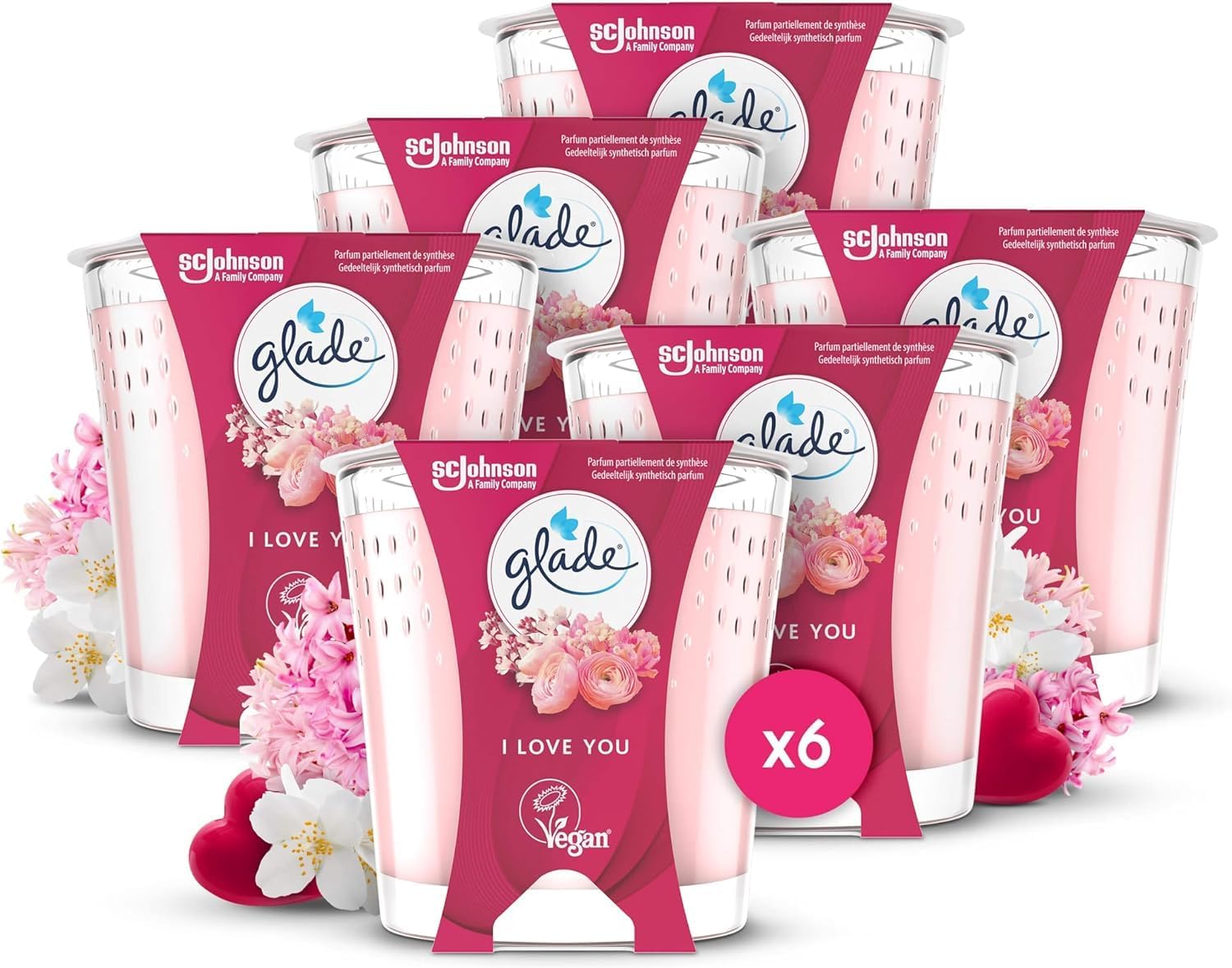 Glade Bougie Vegan Parfum Infusé Huiles Essentielles I Love You 30
