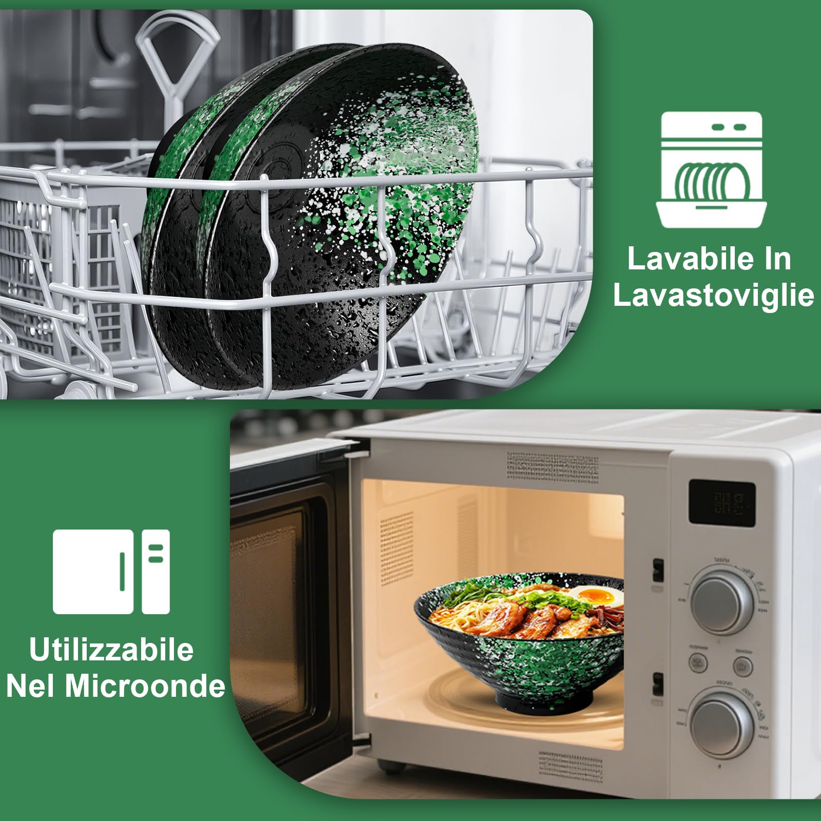 KitchenCraft Set of 4 ciotole per pasta of Gres smaltato senza piombo