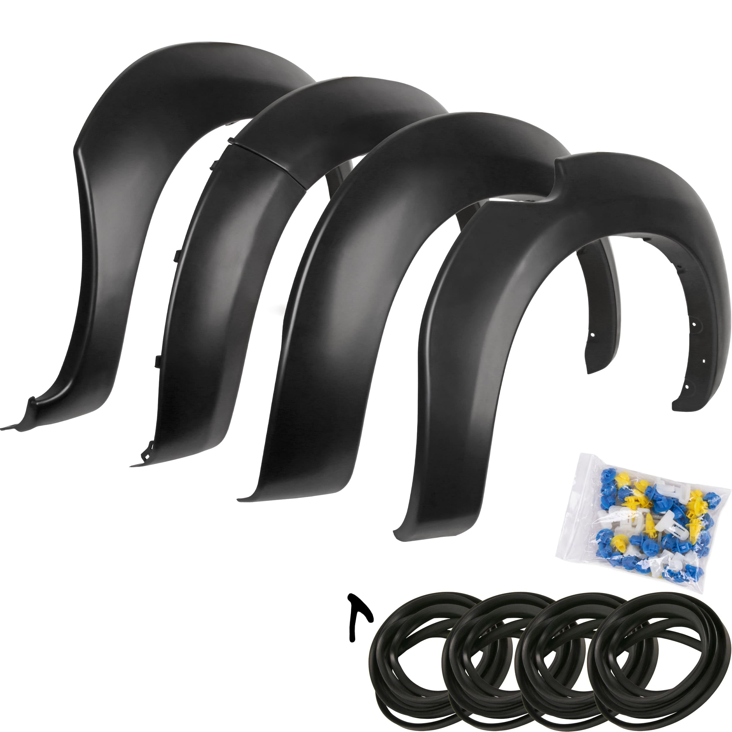 RECAMBO Radlaufverbreiterung Kotflügelverbreiterung passend für Toyota Hilux 7 Vigo | BJ 2005-2015 4-teiliges Set ABS - Radlaufleisten vorne hinten schwarz matt Karosserie Ersatzteil