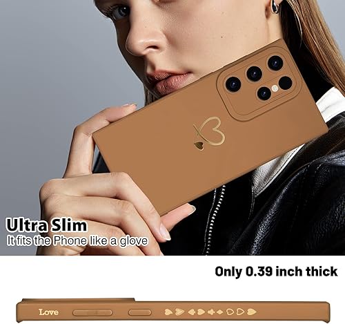 Miniatura 4 de Funda para Samsung Galaxy S23 Ultra para niñas y mujeres, lindo diseño de corazón de amor, funda flexible de silicona líquida a prueba de golpes,