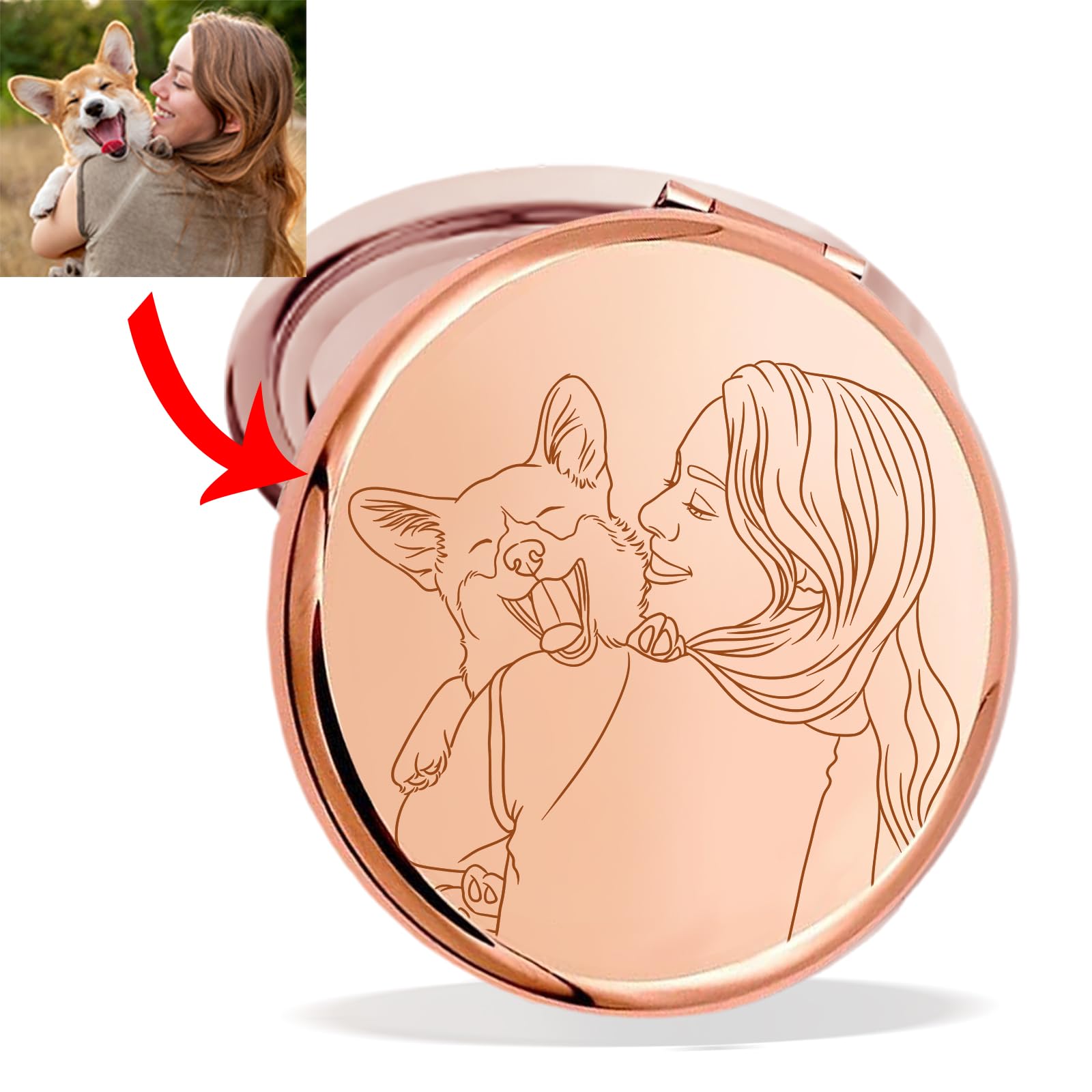 STREADVE Personalized Women Gifts with Photo Custom Compact Mirror Engraved Picture Mirrors Customized Gift for Mothers Day Mom Her Birthday Design