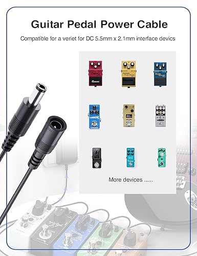 Miniatura 9 de Paquete de 2 cables de extensión de alimentación VOLTKARE de 12 V CC, conectores macho a hembra de 0.217 x 0.083 in, cable adaptador de corriente de