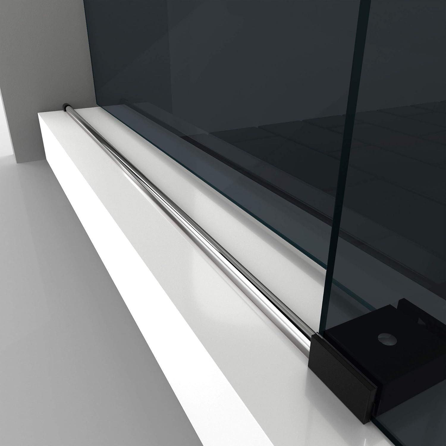 DreamLine Enigma-XO 56-60 in. W x 76 in. H Frameless Smoke Gray Glass Sliding Shower Door in Polished Tuxedo, SHDR6160762G-18