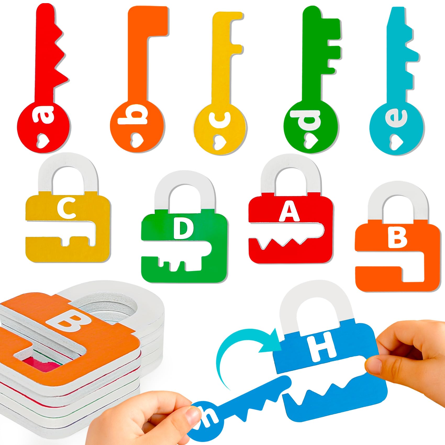 Matching Letters Lock Toys with Uppercase Lowercase ABC Color Alphabet Learning Toys,Math Manipulatives for Preschool Alphabet Early learning activities Game Sets for Toddlers Kids 3 4 5 Years old