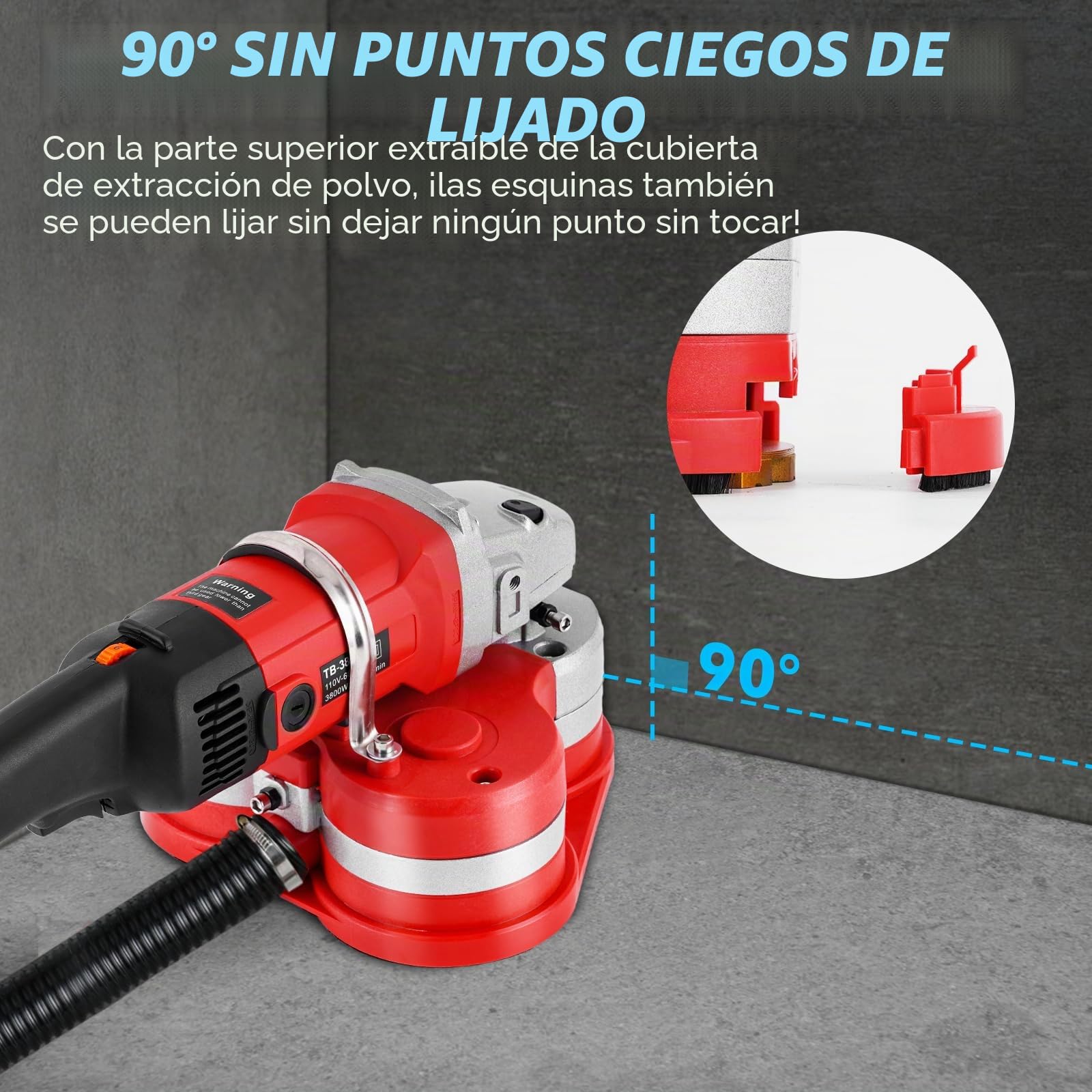 YUCHENGTECH Pulidora de Hormigon 2800W Tres Cabezas Lijadora de Pared con Ajuste de 6 Velocidades Lijadora de Hormigón para Amolar Hormigón Cemento Mármol y Granito