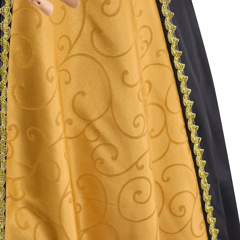 Women's Renaissance Costume Tudor Queen Elizabeth Cosplay Dress Gold Baroque Damask Layered Ball Gown